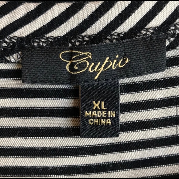 *SALE* Cupio Tan Black Stripe Stretch Tunic Top I9 - Picture 7 of 8